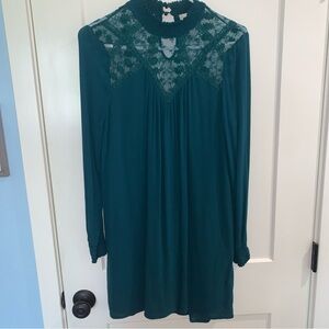 Altar'd State Green Babydoll Dress with Bishop Sleeves medium